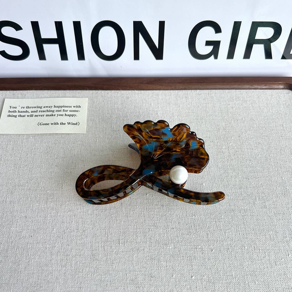 Ginkgo Leaf Pearl Acetate Hair Claw Clip for Women