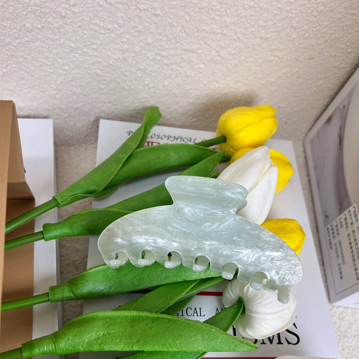 French quicksand acrylic hairpin retro shark clip