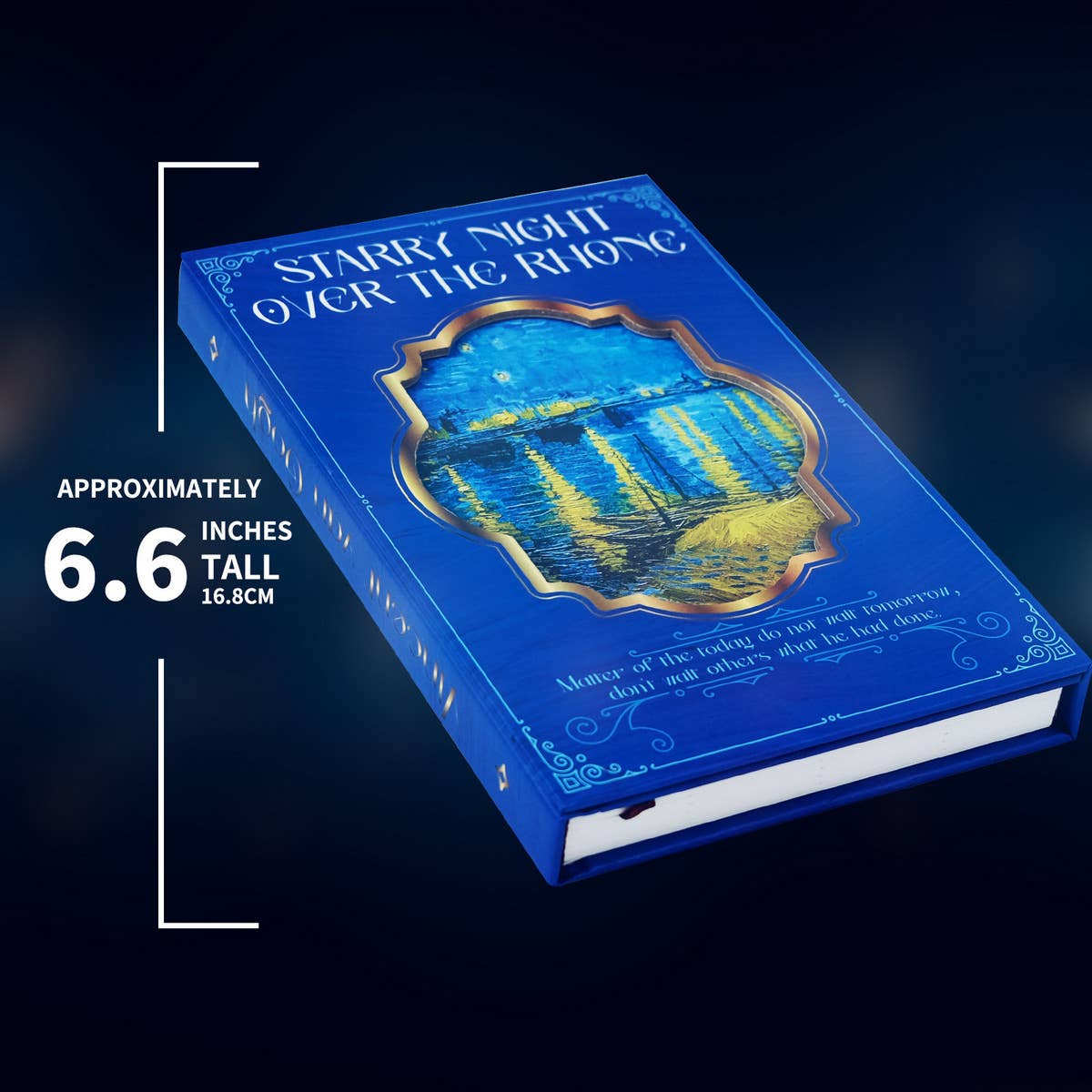 VINTAGE OIL PAINTING STAR AND MOON BLUE NOTEBOOK