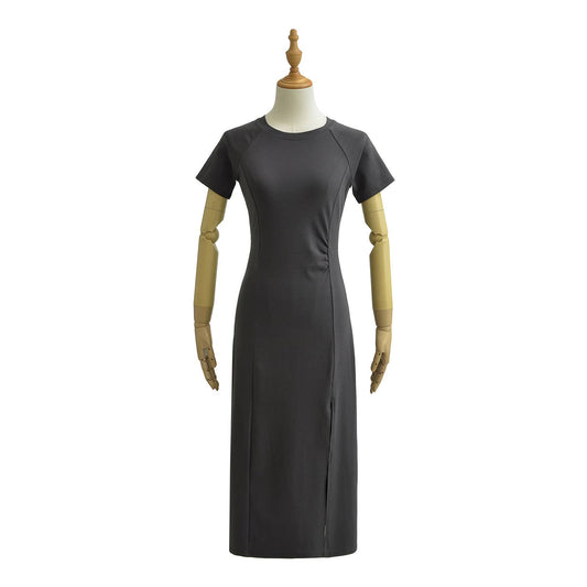 TWIST PLEATED DESIGN TEMPERAMENT SIDE SLIT SKIRT