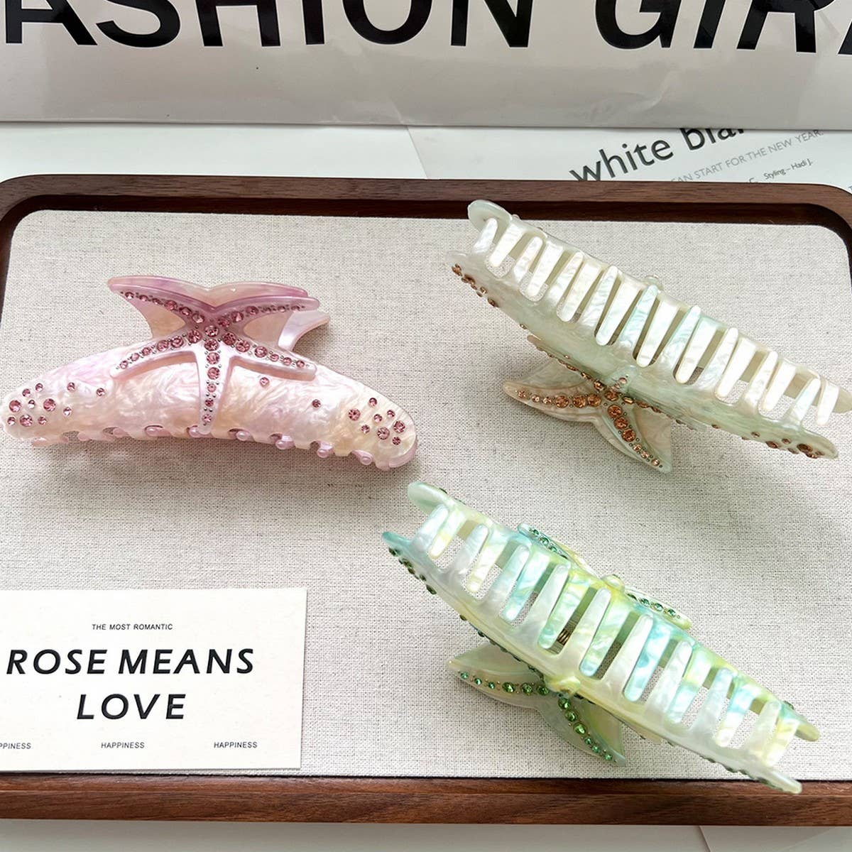 Rhinestone Starfish Hair Claw, Sweet Acetate Clip