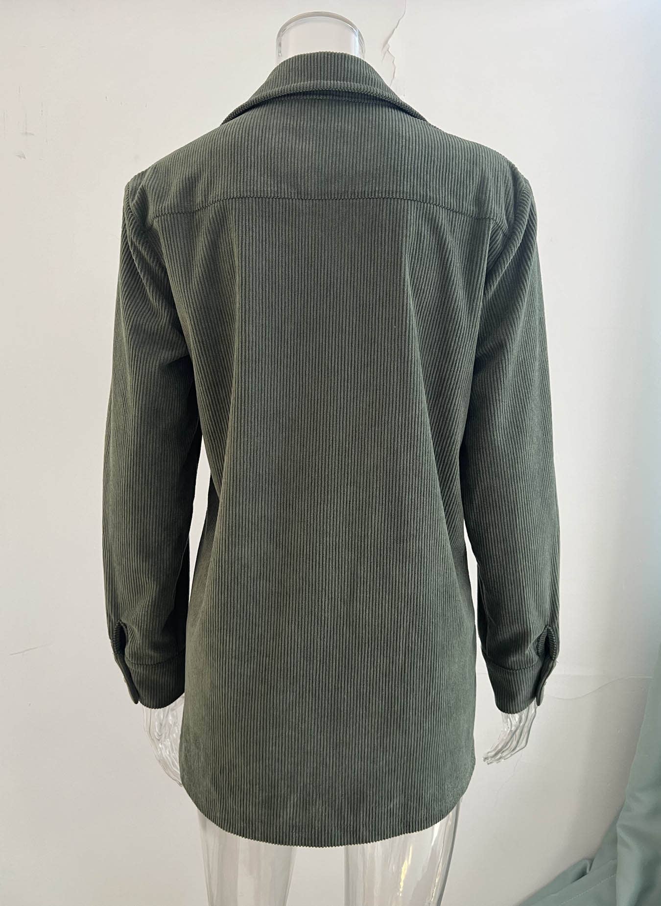 SOLID COLOR CORDUROY LAPEL LOOSE CASUAL COAT