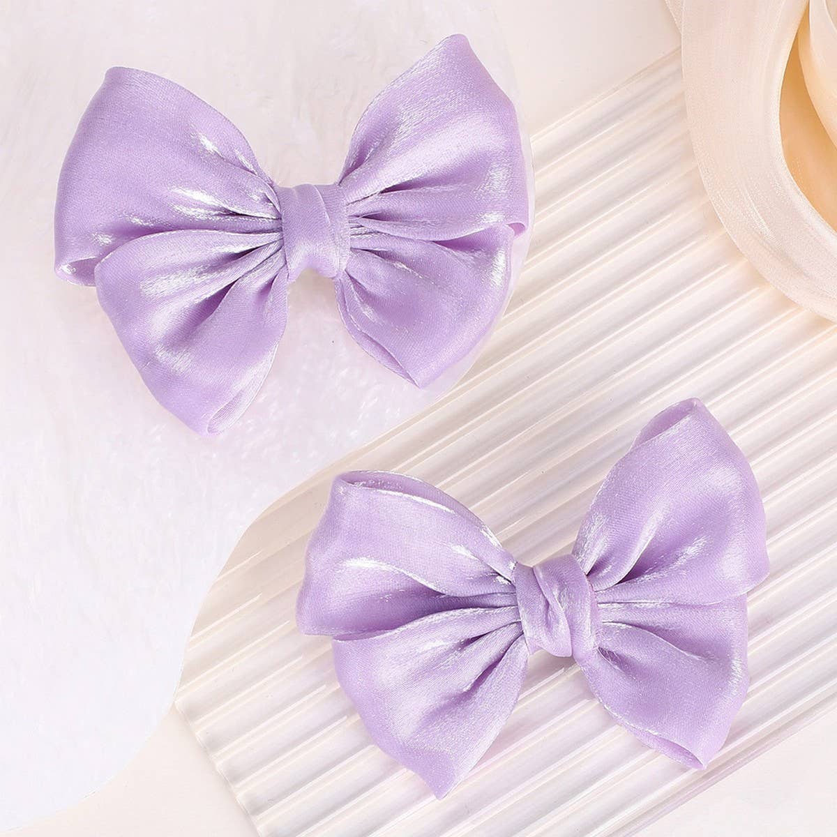 Solid Shiny Bow Hair Clip Set for JK Girls_CWAHA6719