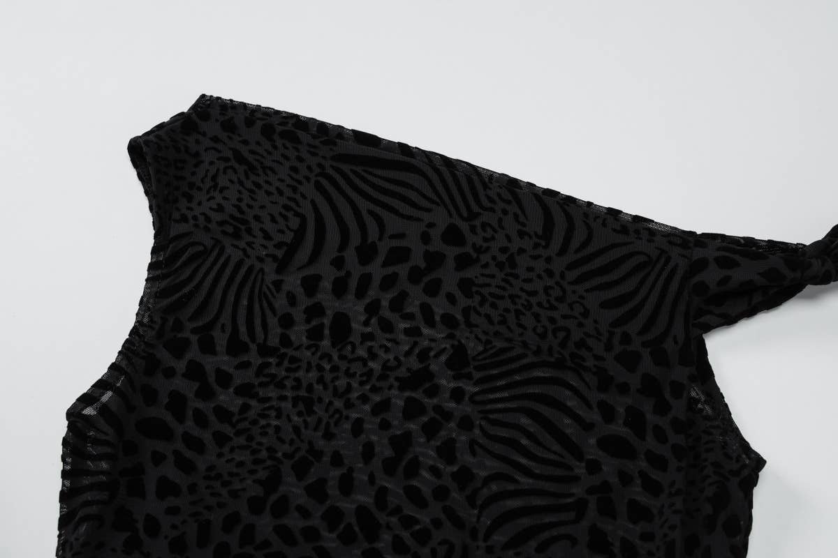 One-shoulder lace see-through body-hugging dress