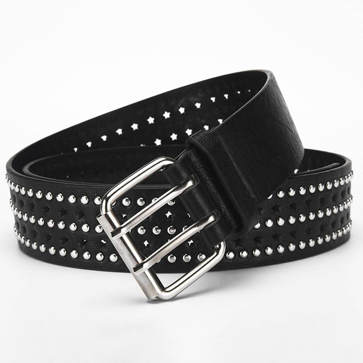 Punk hip-hop style five-pointed star-hole belt