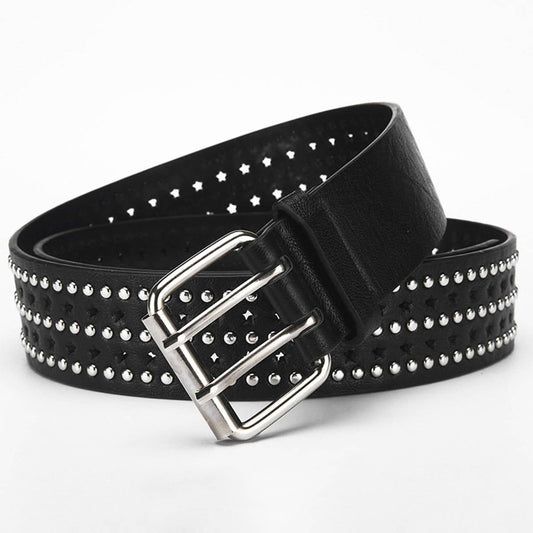 Punk hip-hop style five-pointed star-hole belt