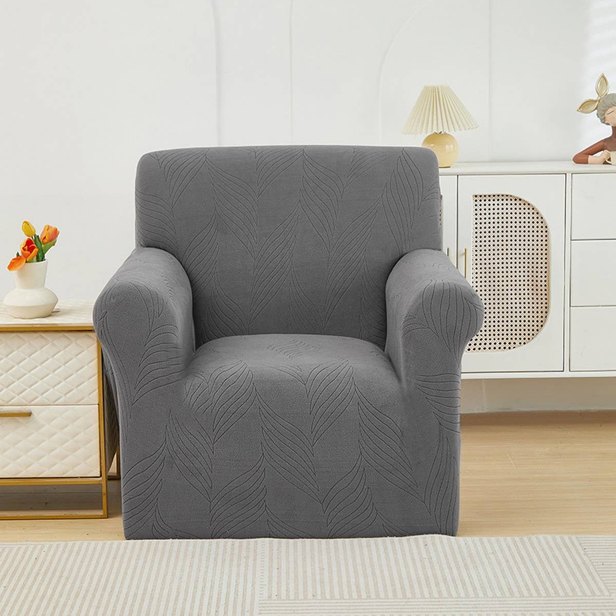 Thick Jacquard Velvet Sofa Cover, Stretch Fit