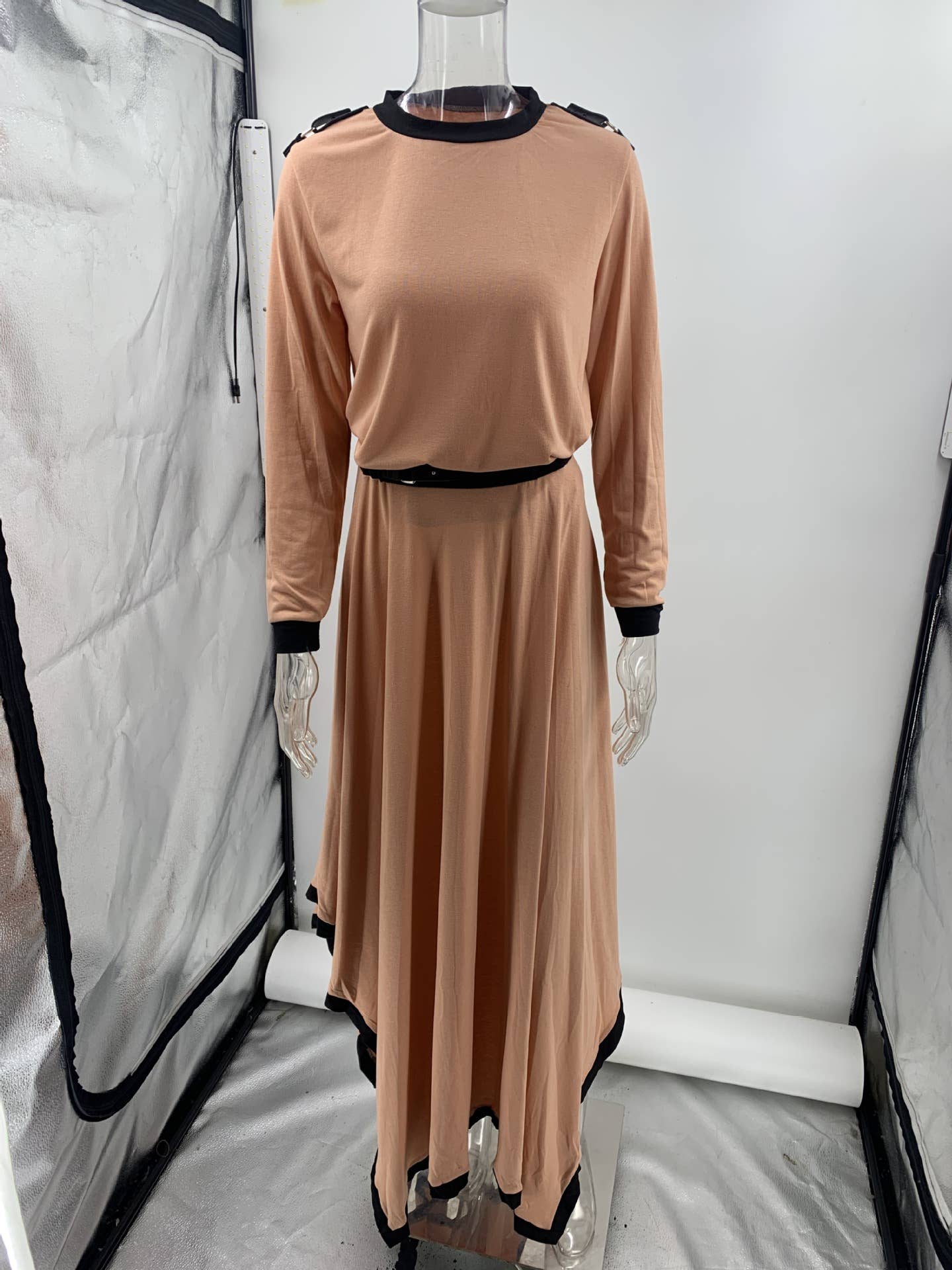 LONG SLEEVE IRREGULAR SOLID COLOR SKIRT SET