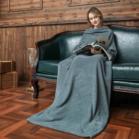 Long Flannel TV Blanket Hoodie for Home & Warmth