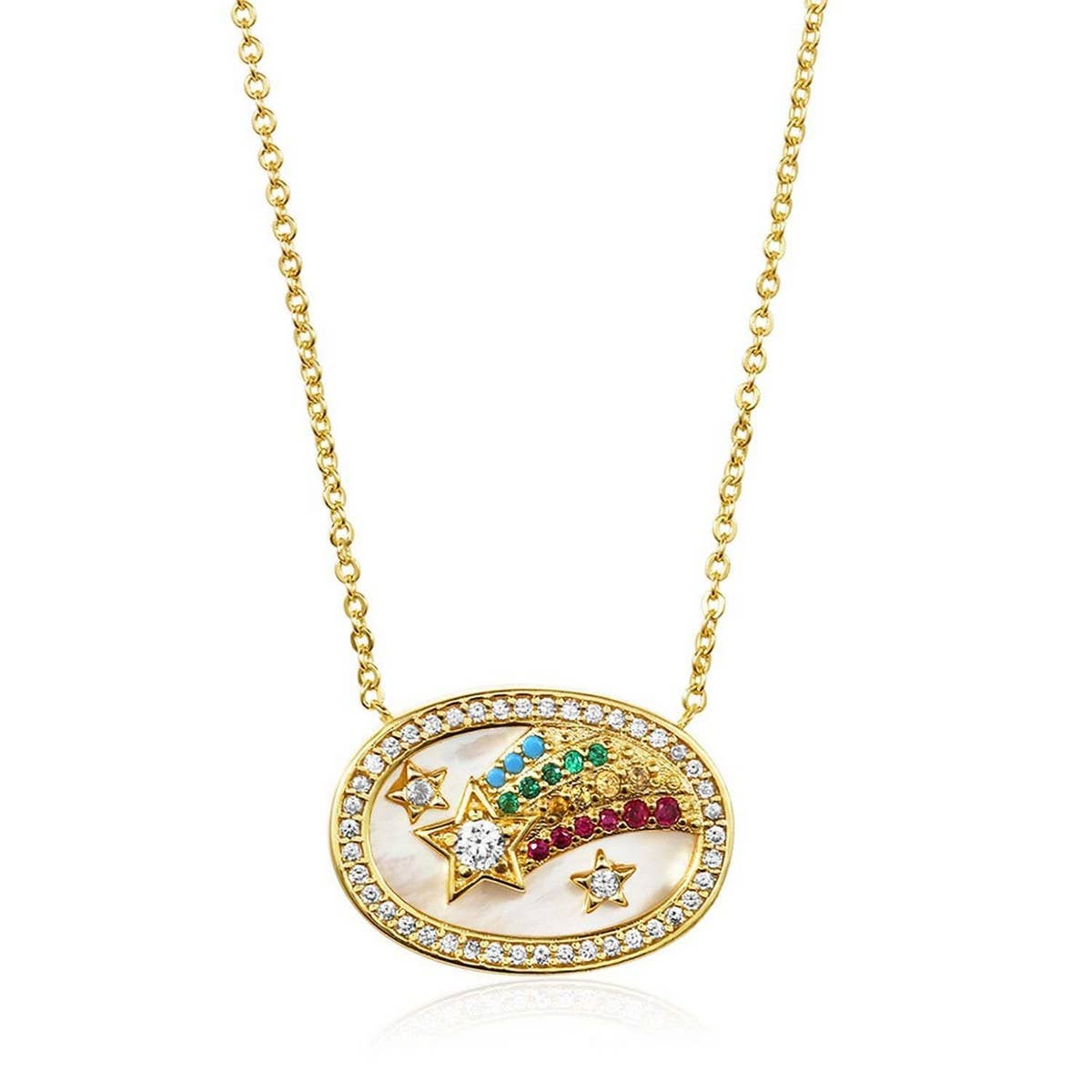 WOMEN'S OVAL LUCKY CHARM PENDANT NECKLACE
