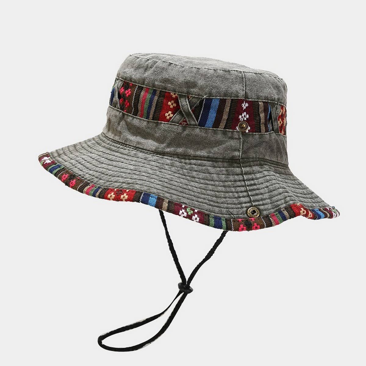 Ethnic Washed Fisherman Hat for Outdoor Sun_CWAH3787