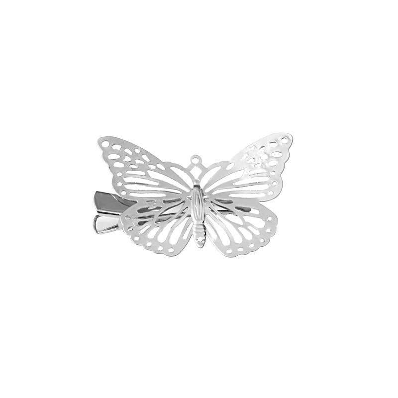 Metal solid-colored butterfly hair clips