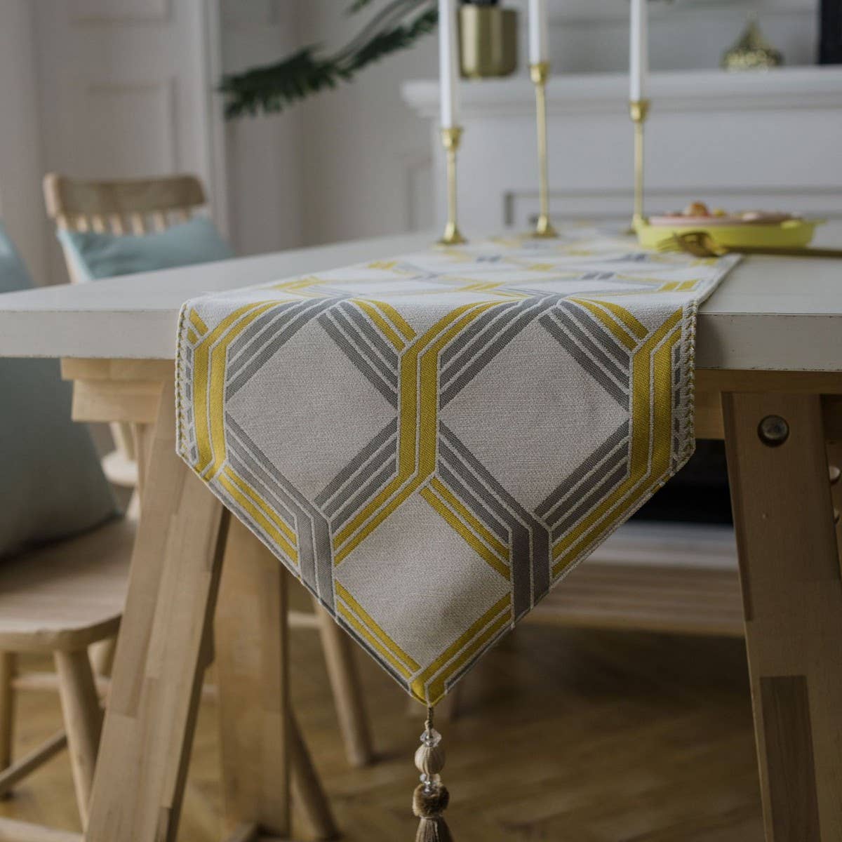 NORDIC JACQUARD TASSEL SIDEBOARD TABLECLOTH_CWMM1013
