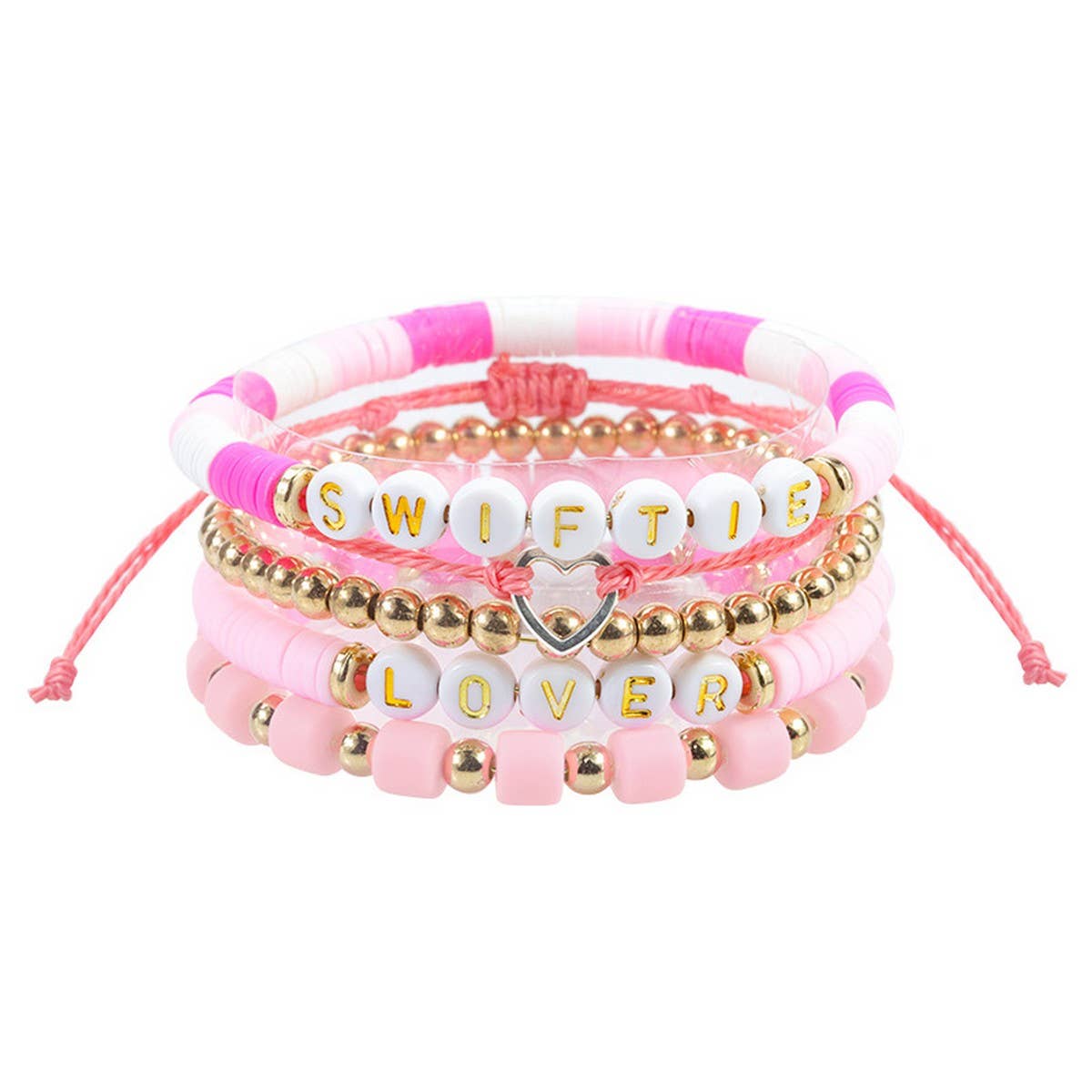 5PCS SMILING FACE LETTER BEAD BRACELET SET_CWMM0537