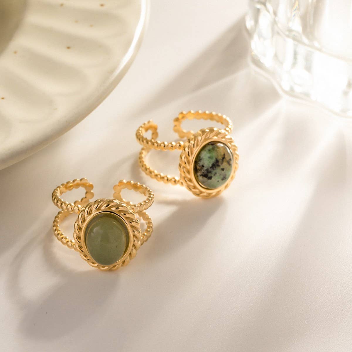 AFRICAN PINE STONE GOLD FASHION RING_CWAJE1398