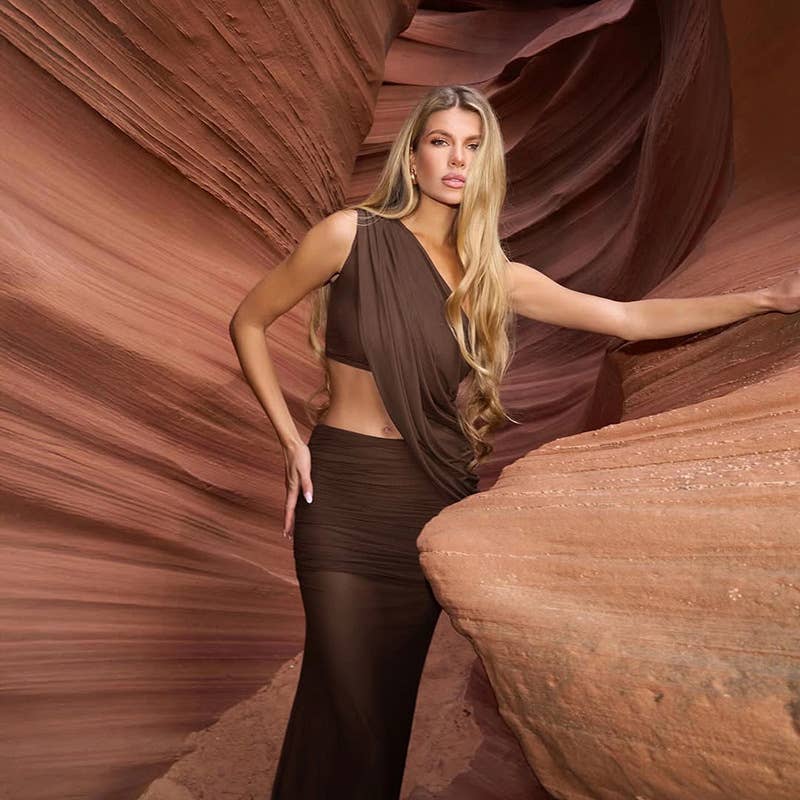 Sexy Off-Shoulder Crop Top with Bodycon Skirt Set