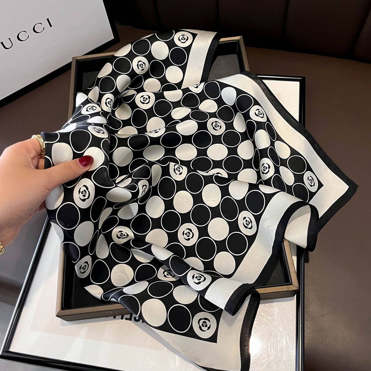 Silk Square Scarf ? 100% Mulberry, Chic Hair Tie