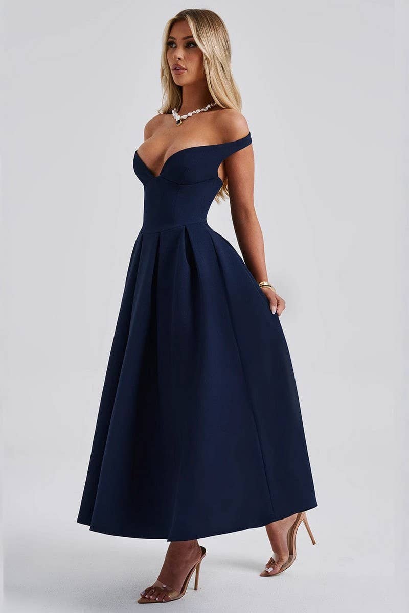 CWDMD5588_ELEGANT V NECK BACKLESS EVENING GOWN DRESS