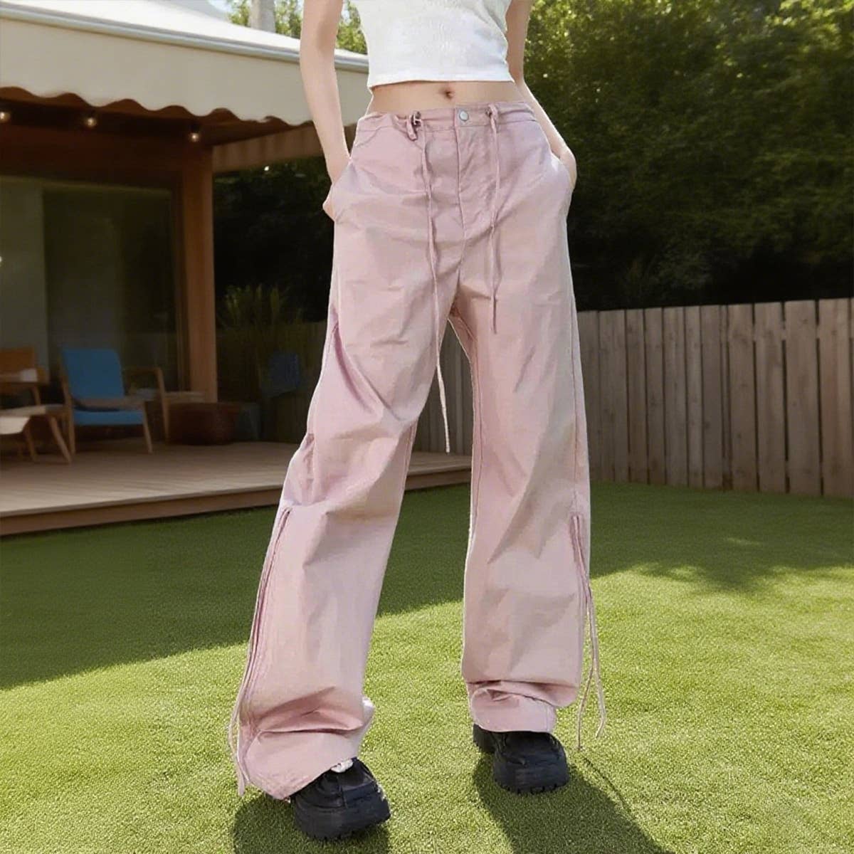 Retro loose casual straight-leg wide-leg pants