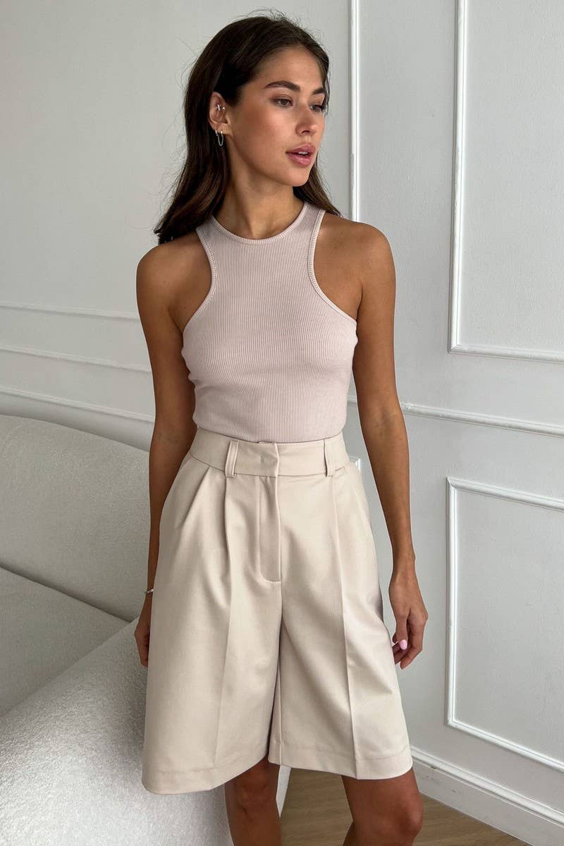 CWBSP0507_CASUAL LOOSE FIT SLIMMING 5-INCH BLAZER SHORTS