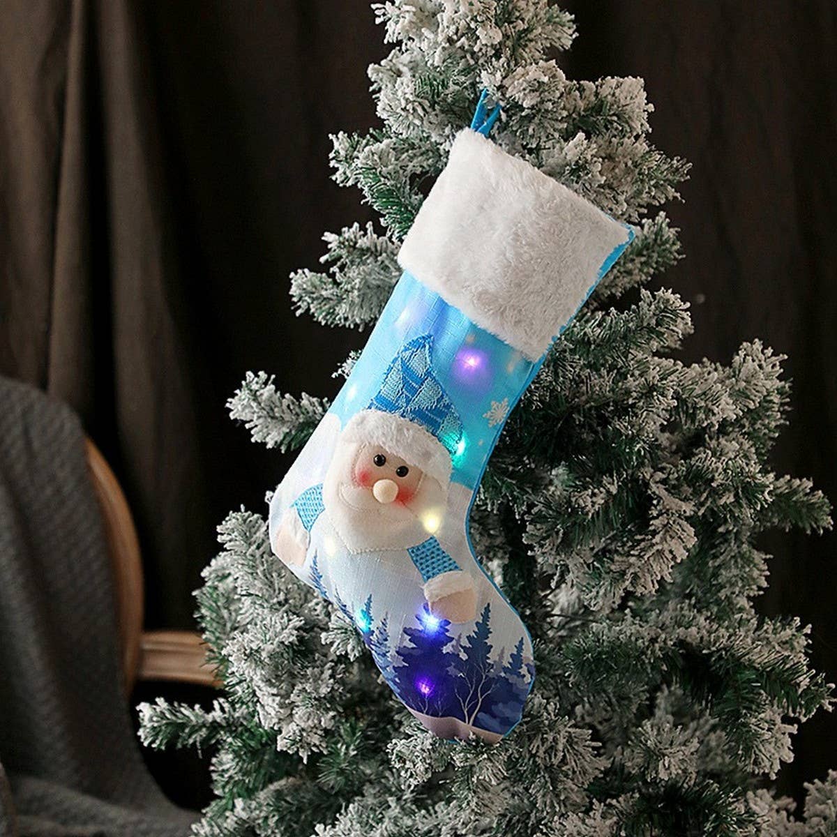NEW CREATIVE BLUE CHRISTMAS STOCKINGS WITH LIGHTS