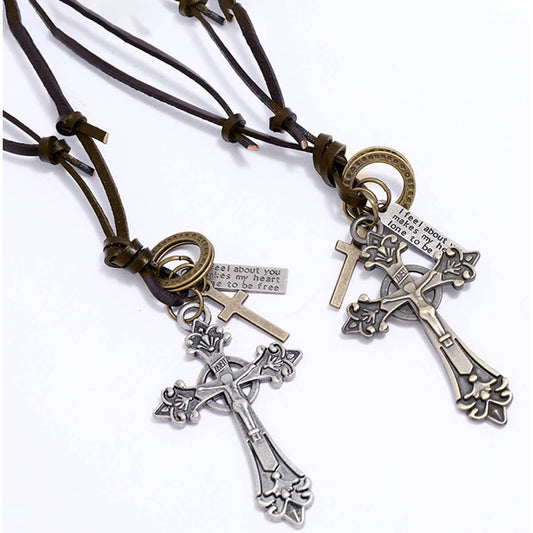 RETRO  ADJUSTABLE CROSS PENDANT NECKLACES_CWAJE0498