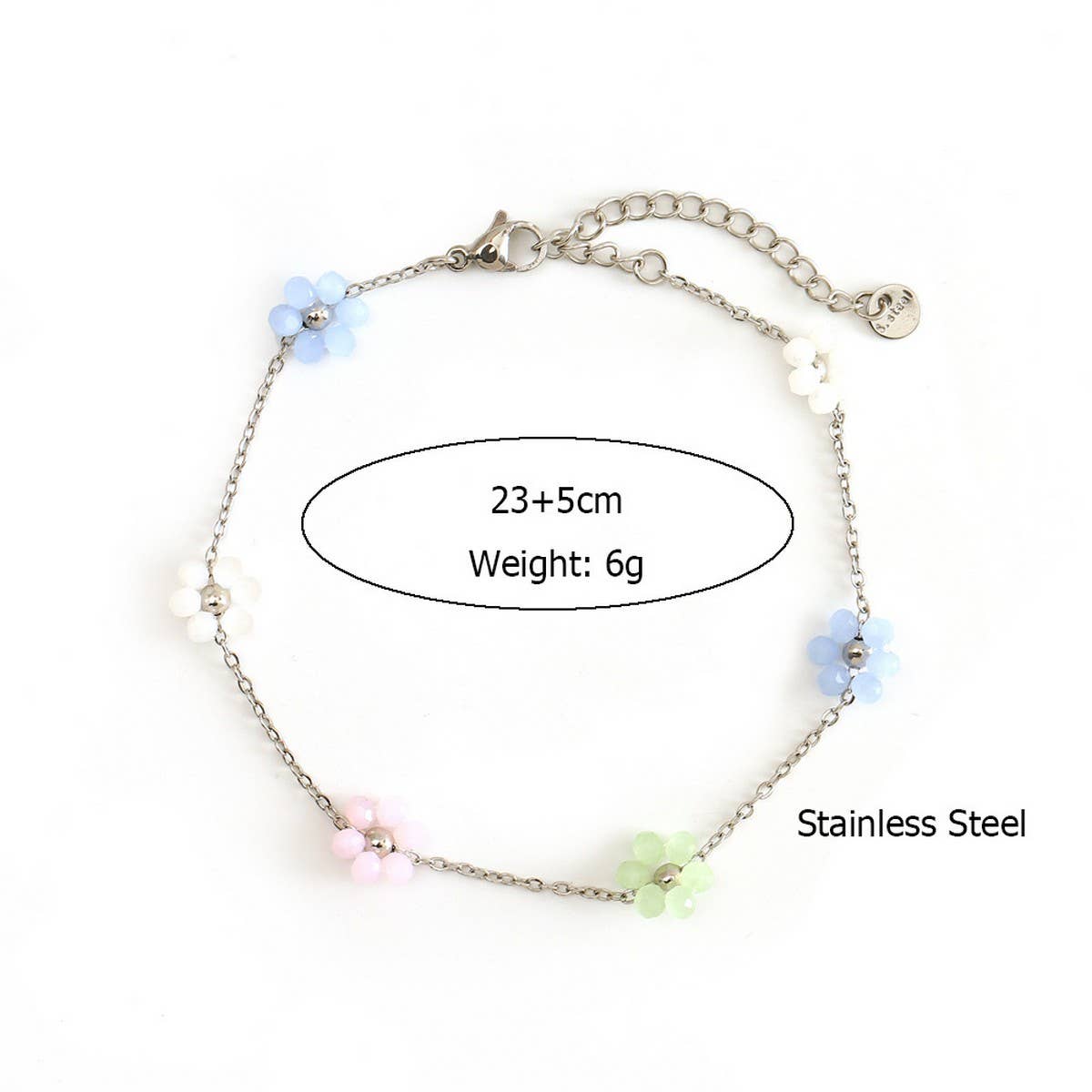 Colorful Stainless Steel Flower Anklet