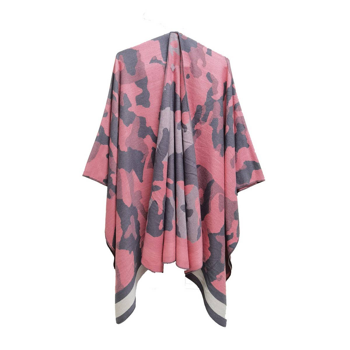 CAMOUFLAGE STRIPED WARM SPLIT SHAWL CLOAK_CWASC0284