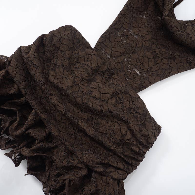 Lace Halter Backless Mini Dress