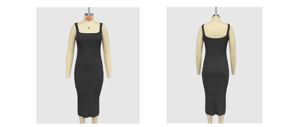 Solid Color Ribbed Sleeveless Tank Maxi Dress