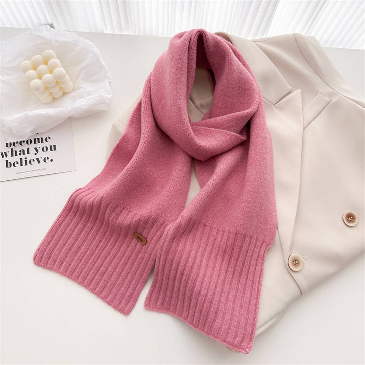 Warm Minimalist Wool Wrap Scarf for Fall Days