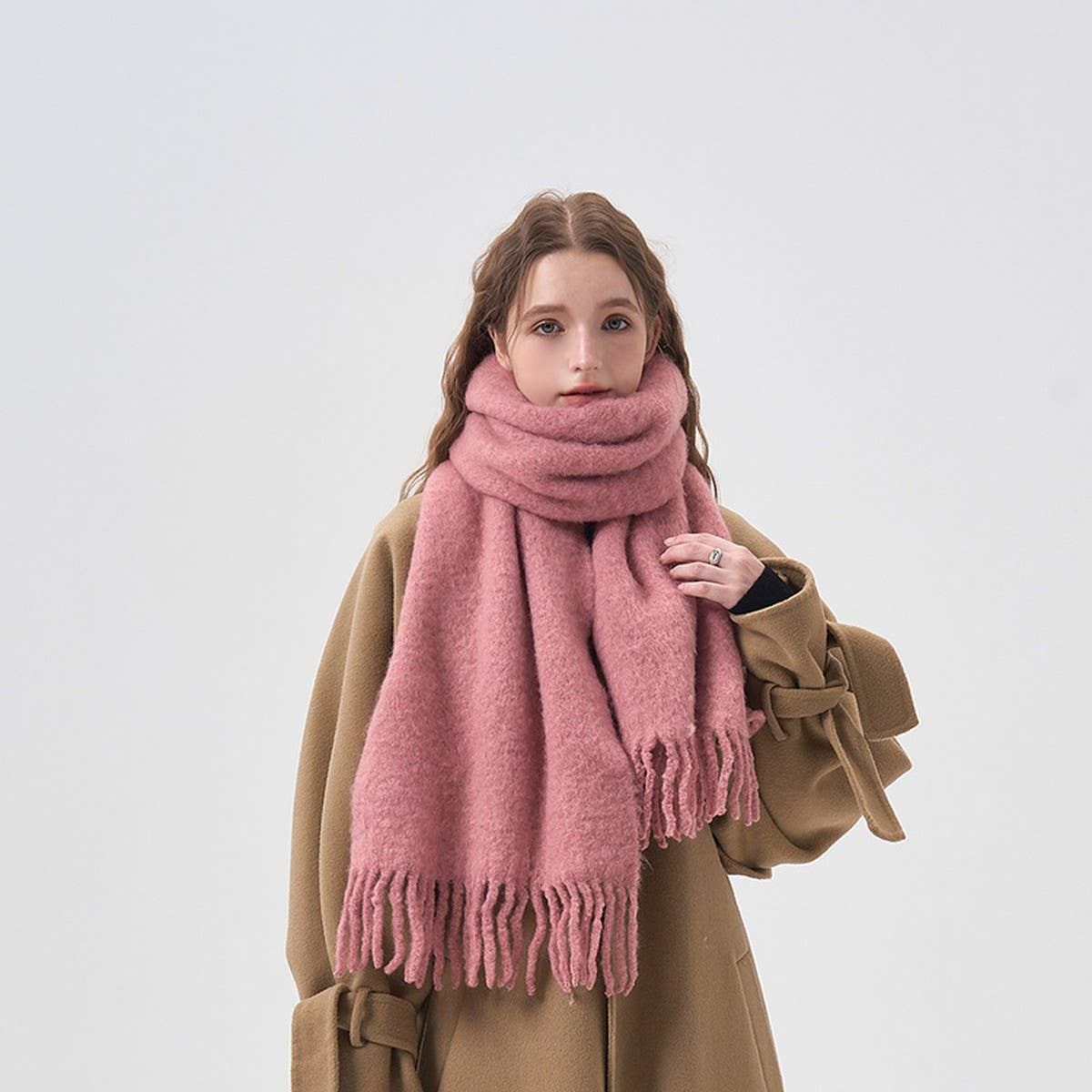 Wool Blend Solid Scarf ??Soft Warm Winter Wrap_CWASC2319