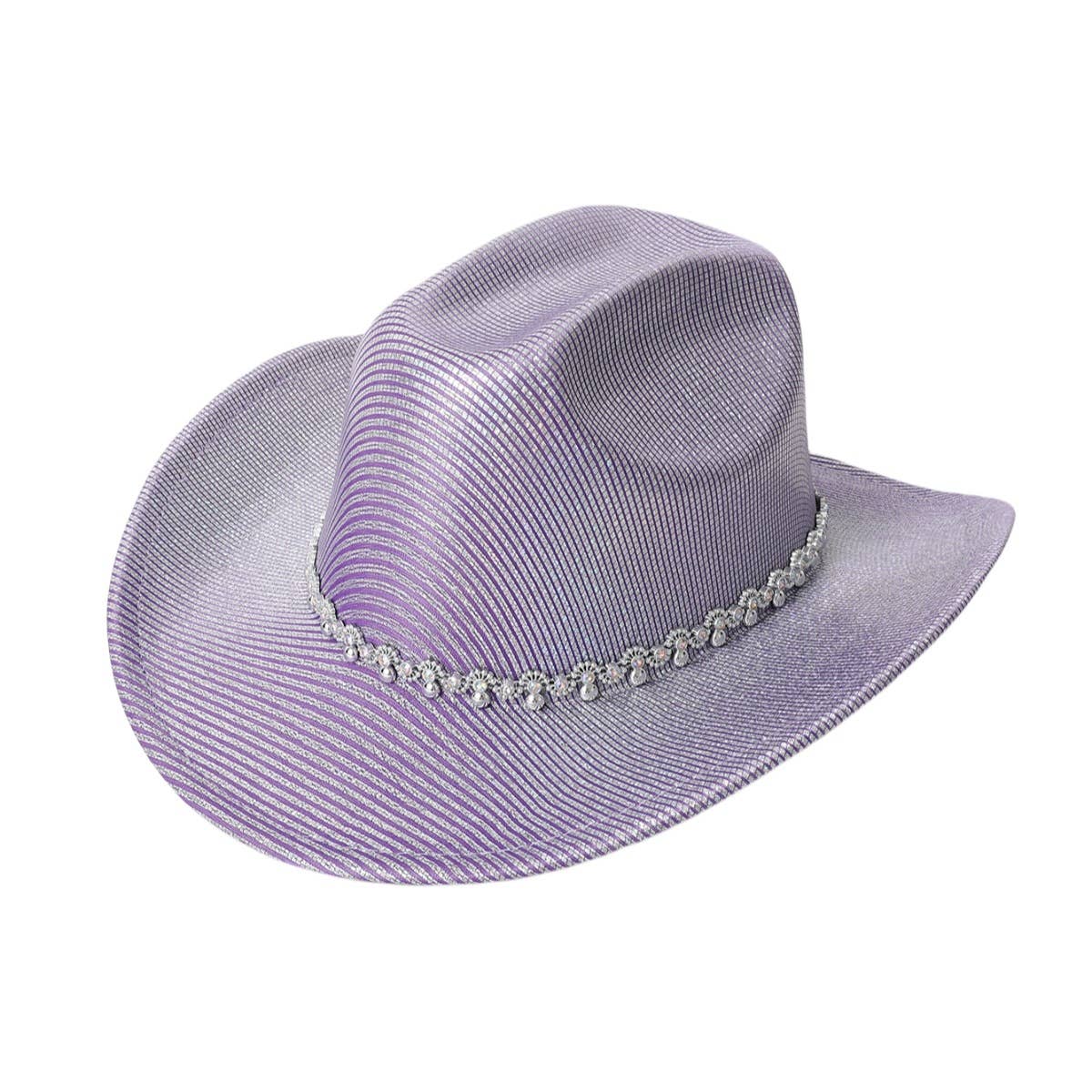 Laser Stripe Western Cowboy Hat with Rhinestones_CWAH3654
