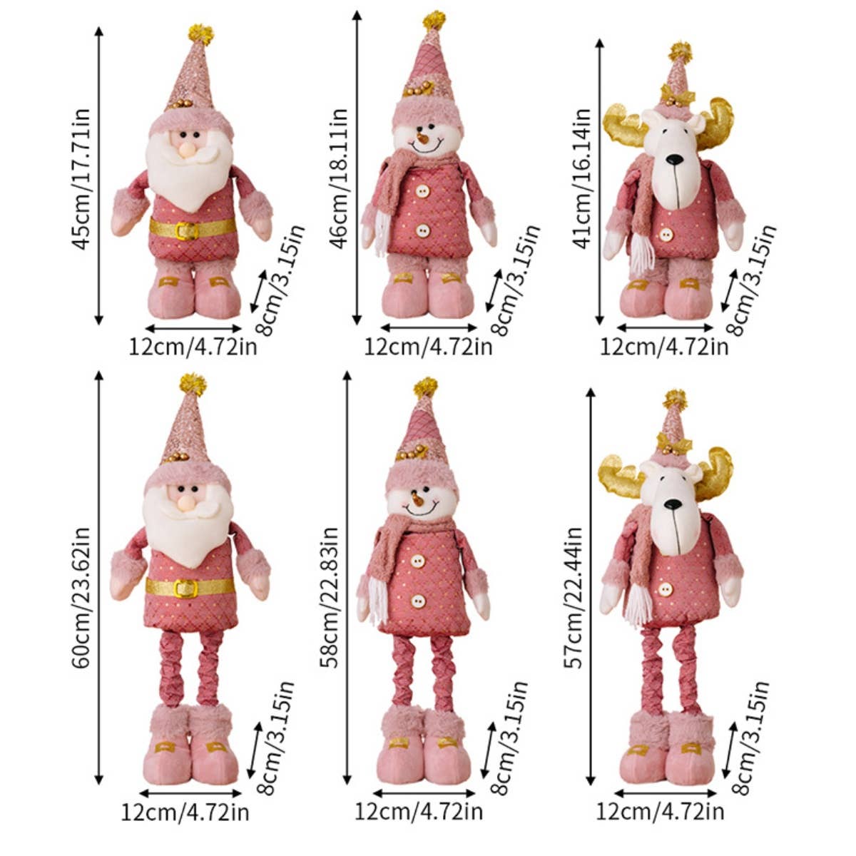 CWMM2995_PINK SANTA DOLL RETRACTABLE ELK DECORATION