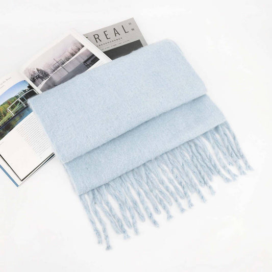 Thick Mohair Scarf - Winter Tassel Wrap for Women