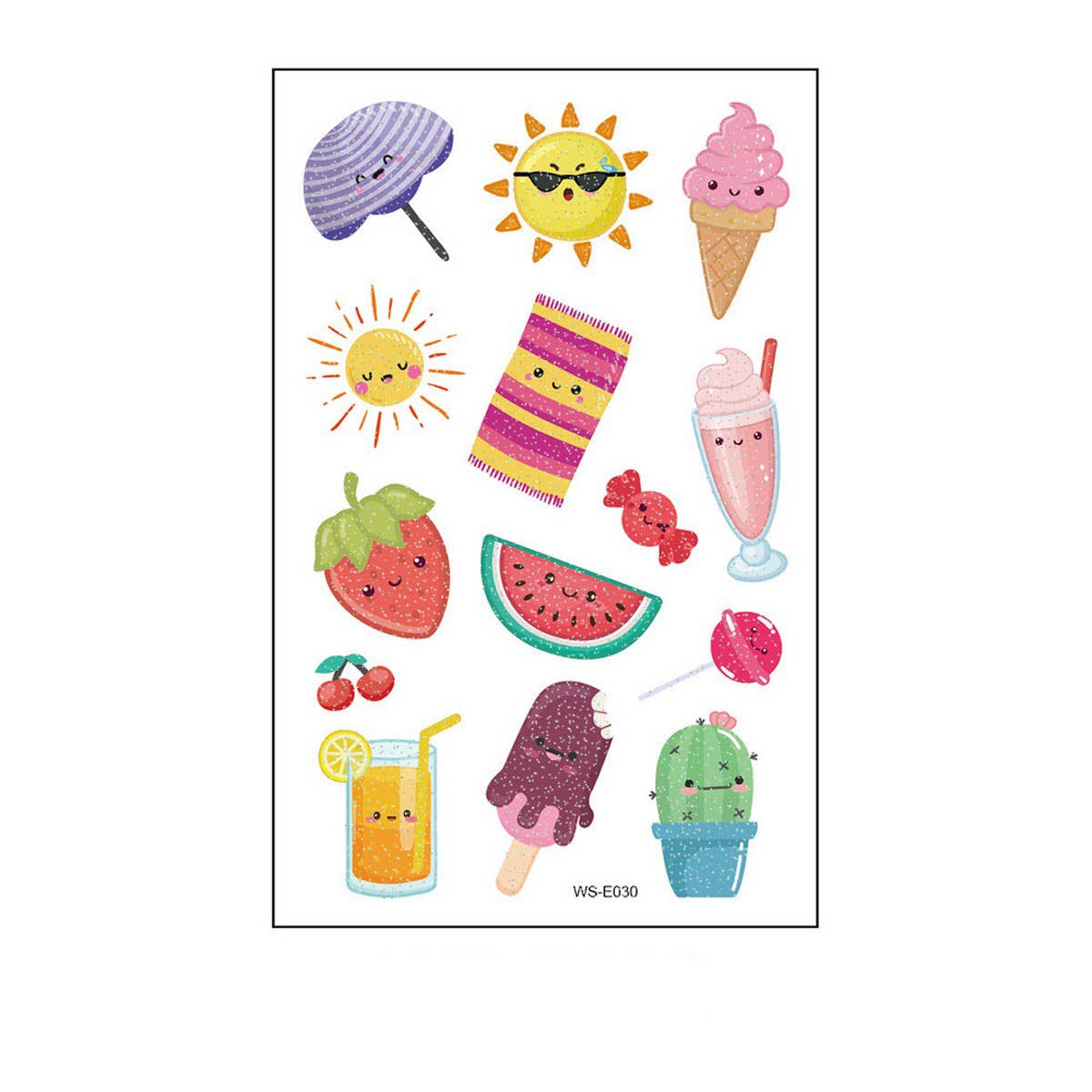Waterproof Kids Sparkle Fruit & Veggie Tattoos