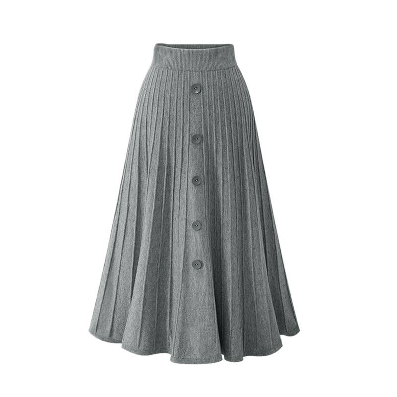 SINGLE BREASTED HIGH WAIST KNITTED SKIRT