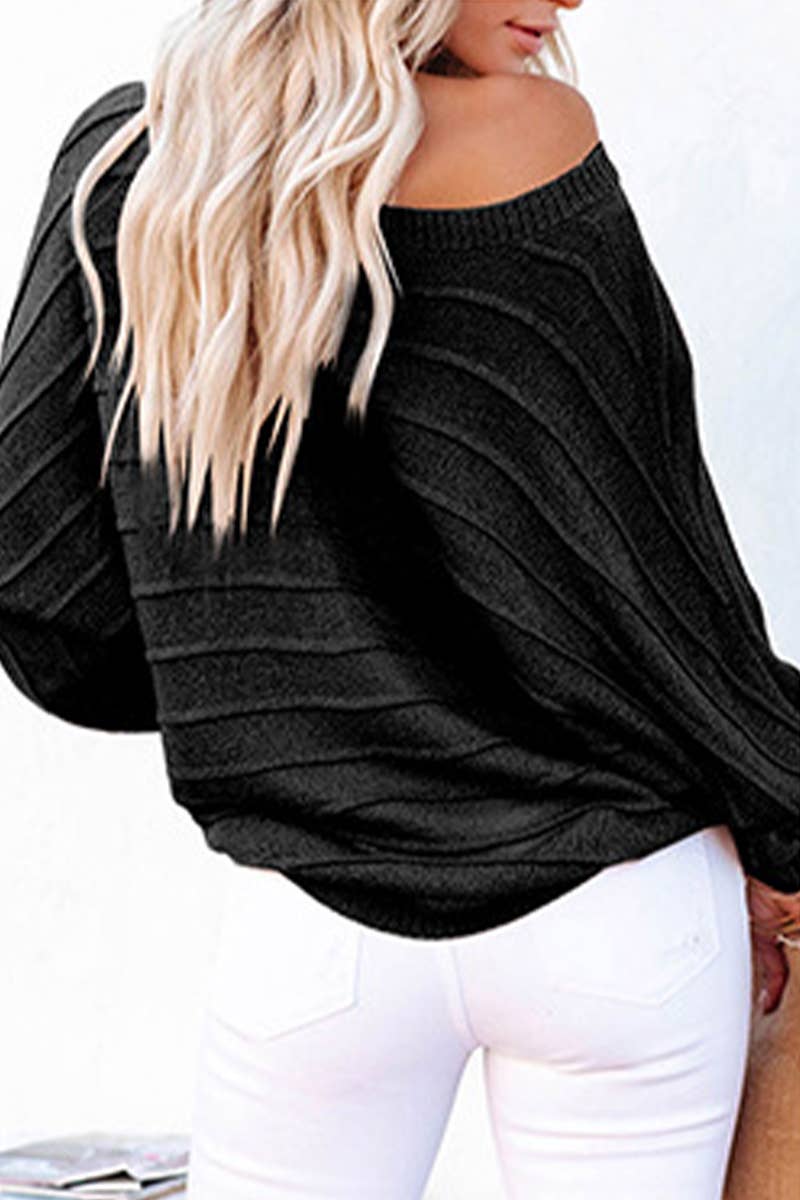 SLOUCHY BAT-SLEEVED SWEATER WITH WIDE NECKLINE