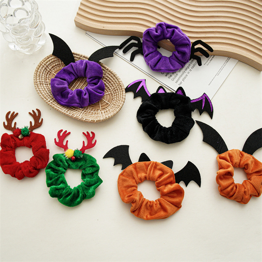 Bat Reindeer Scrunchie,Holiday Hair Tie for Women_CWAHA1461