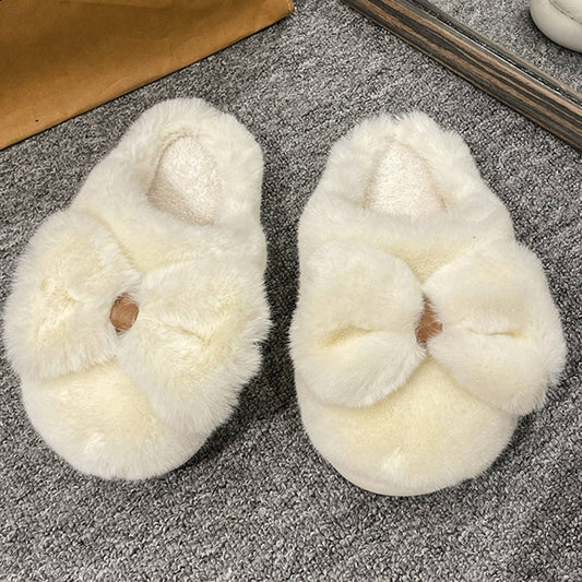 WOMEN  WINTER BOW  FLUFFY SLIPPERS_CWSHS0377