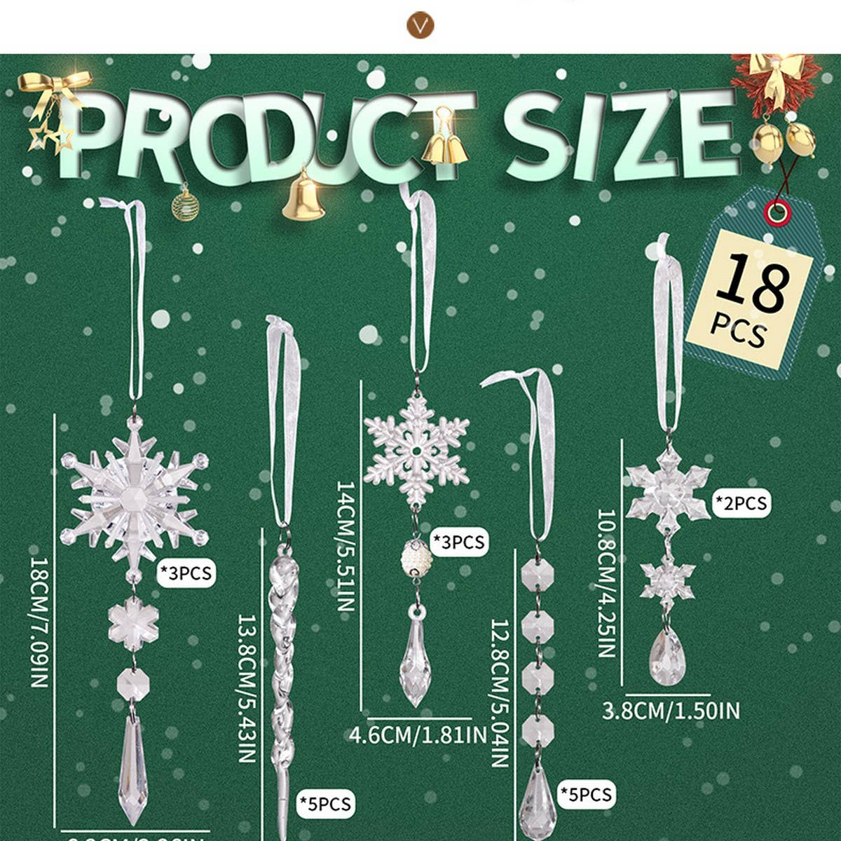 CWMM10176_ACRYLIC ICICLE SNOWFLAKE BAUBLE CHRISTMAS ORNAMENT