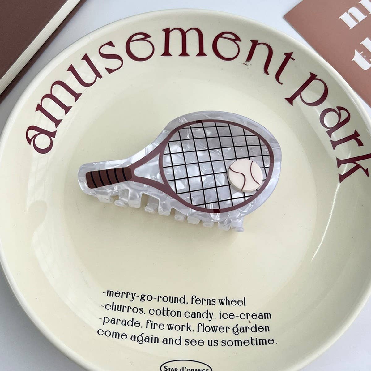 Tennis Racket Hair Claw, Creative Acetate Bun Clip