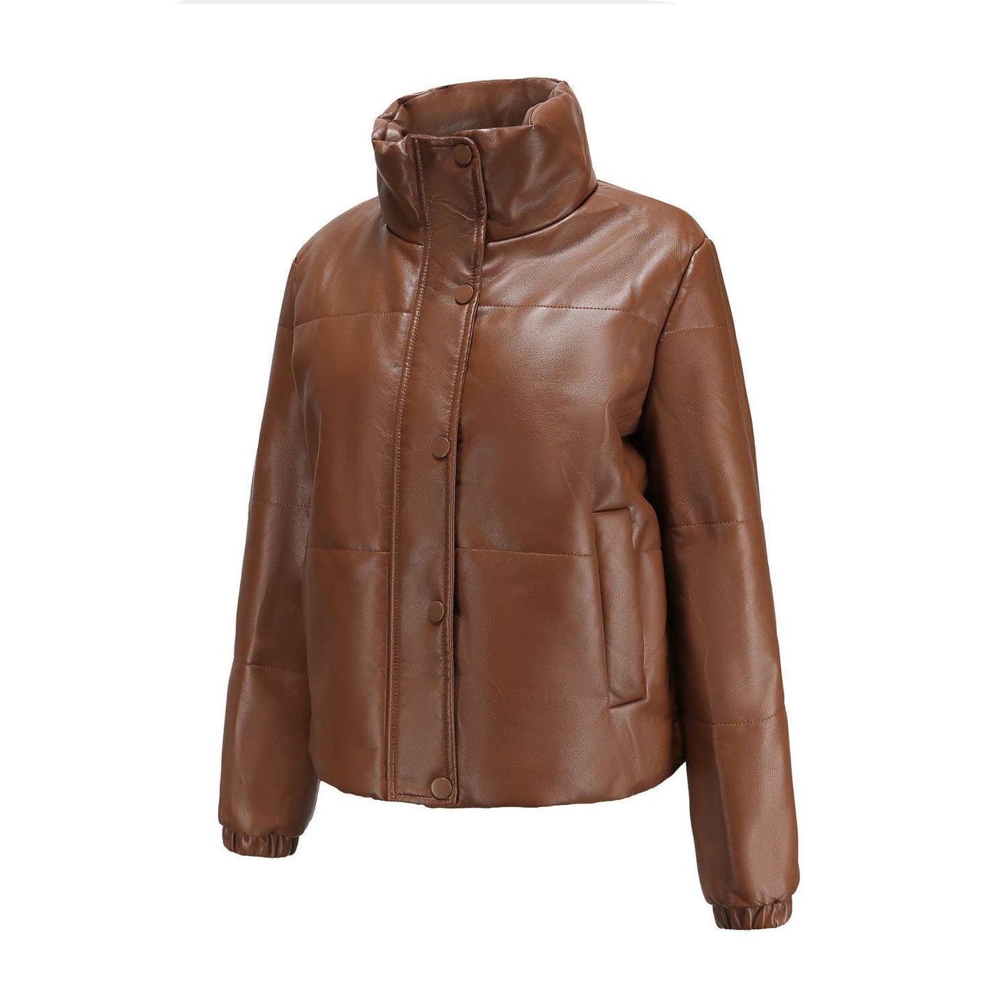 THICKENED COTTON COAT BREAD COAT PU LEATHER COAT