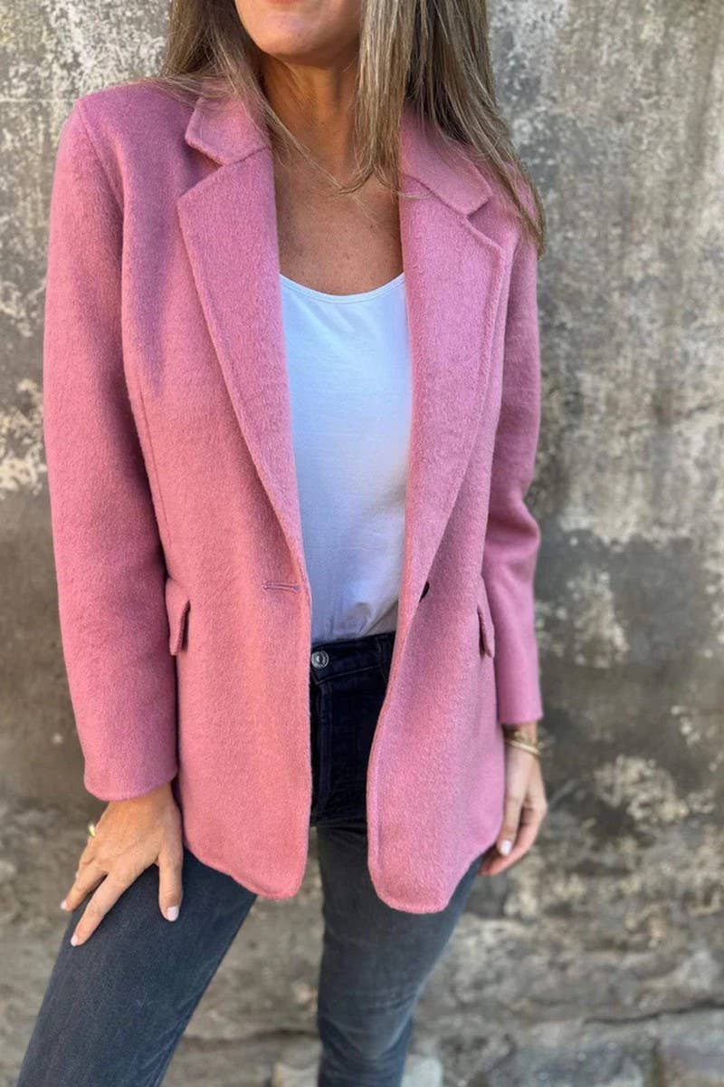 CWOCO00208_CASUAL SOLID COLOR LAPEL WOOLEN COAT