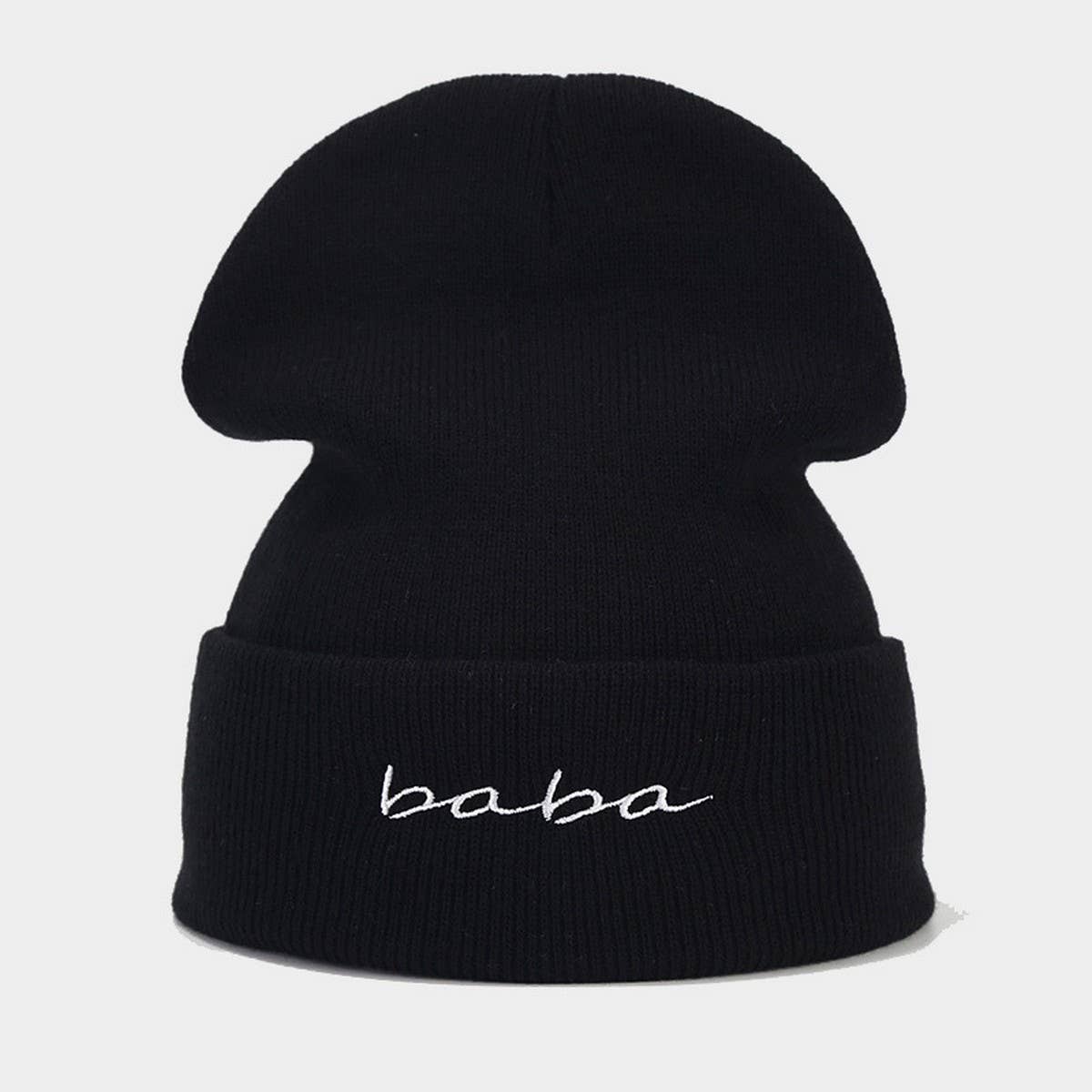 MOM  DAD COUPLE KNITTED HAT WITH LETTER EMBROIDERY_CWAH2071