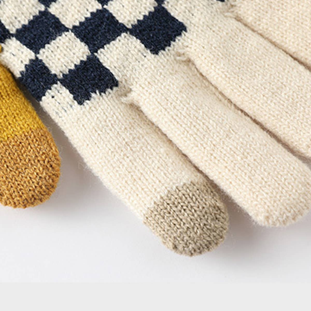 WARM AND WINDPROOF THICK STRIPED KNITTED GLOVES_CWAG0035