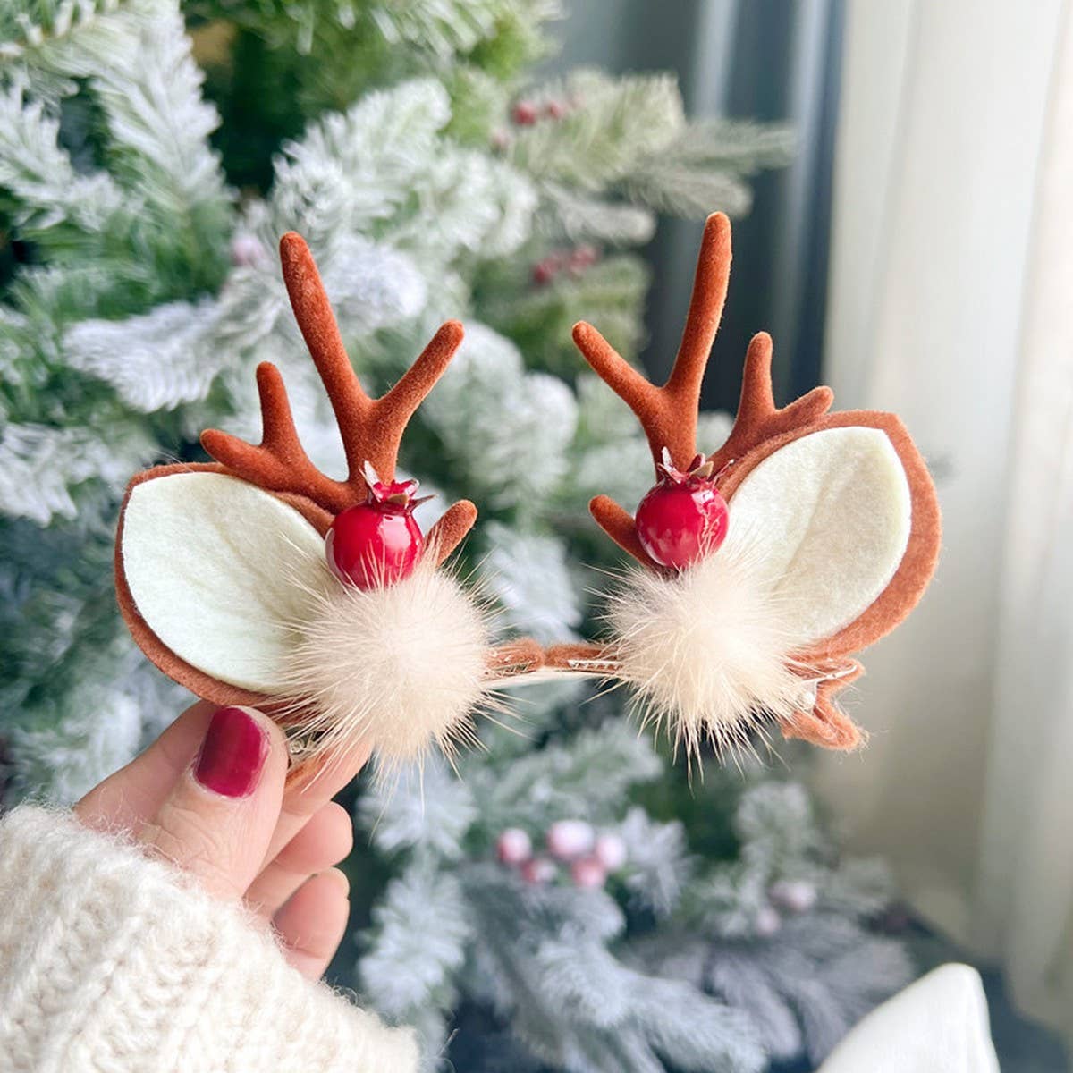 CHRISTMAS CUTE ELK ANTLER HEAD ORNAMENT HAIRPIN