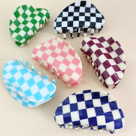 3.23"CHECKERED HAIR CLAW CLIP_CWAHA0313