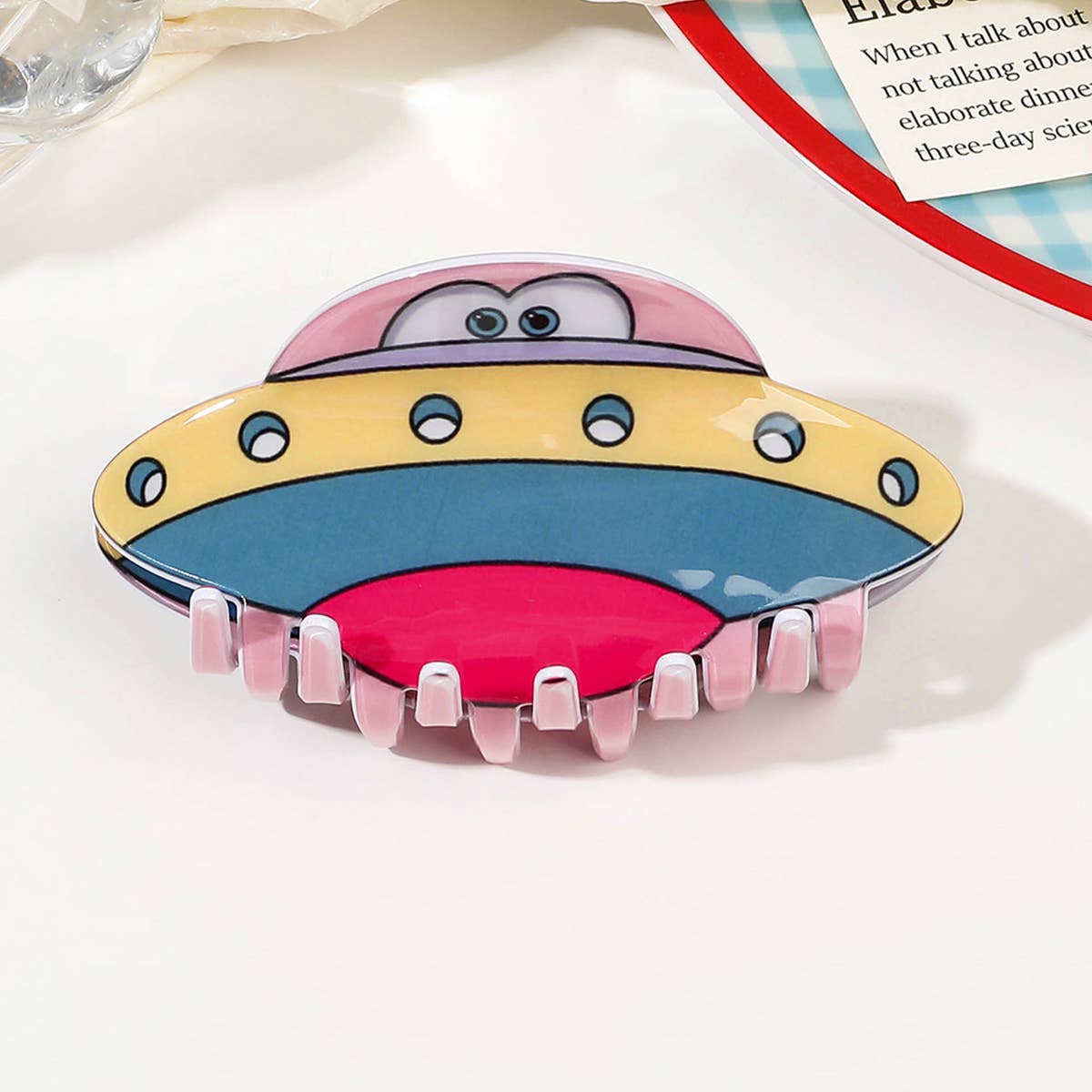 Acrylic UFO Hair Claw - Elegant Alien Shark Clip_CWAHA1637