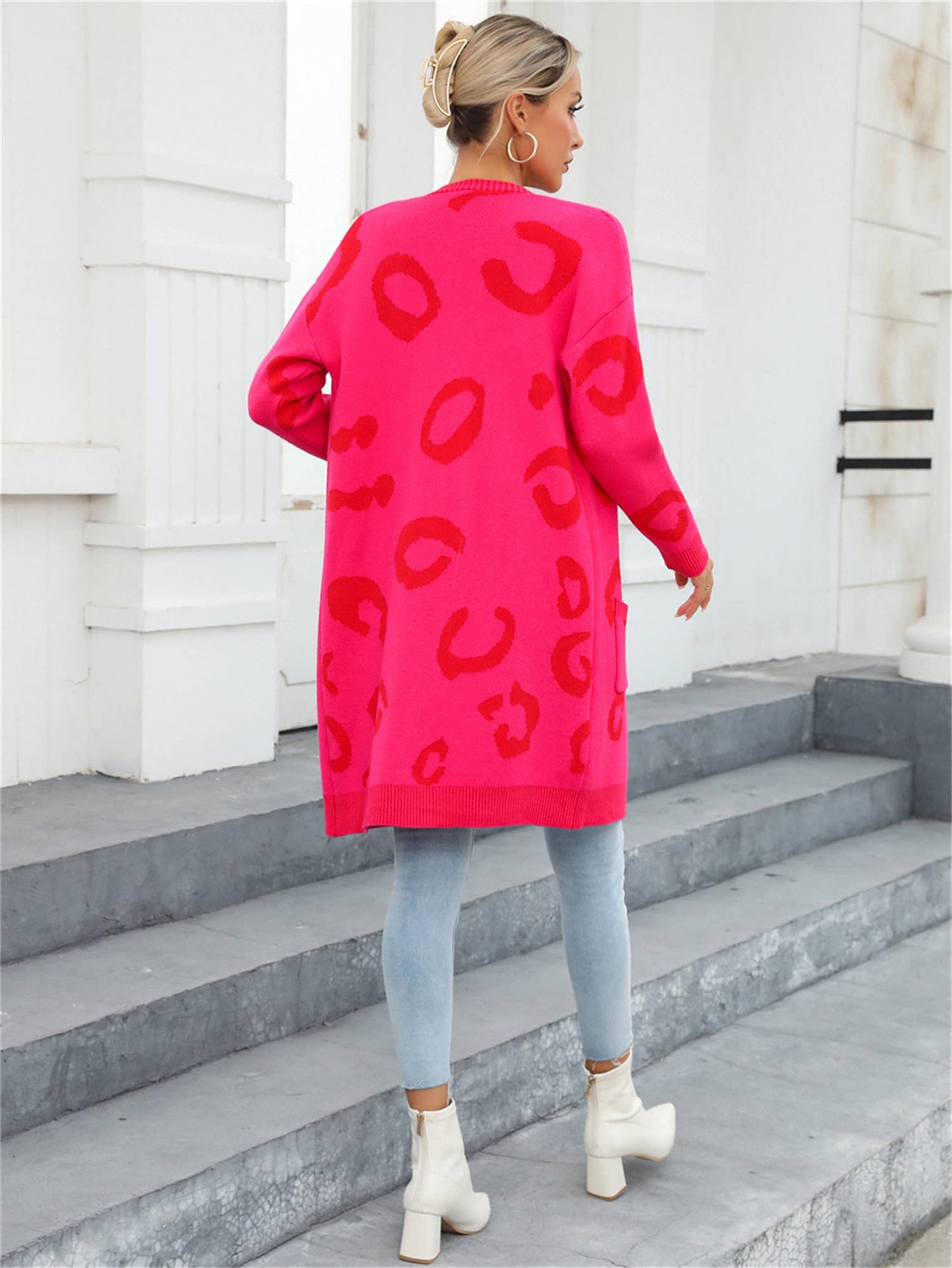 LEOPARD PRINT SWEATER LONG CARDIGAN FASHION COAT